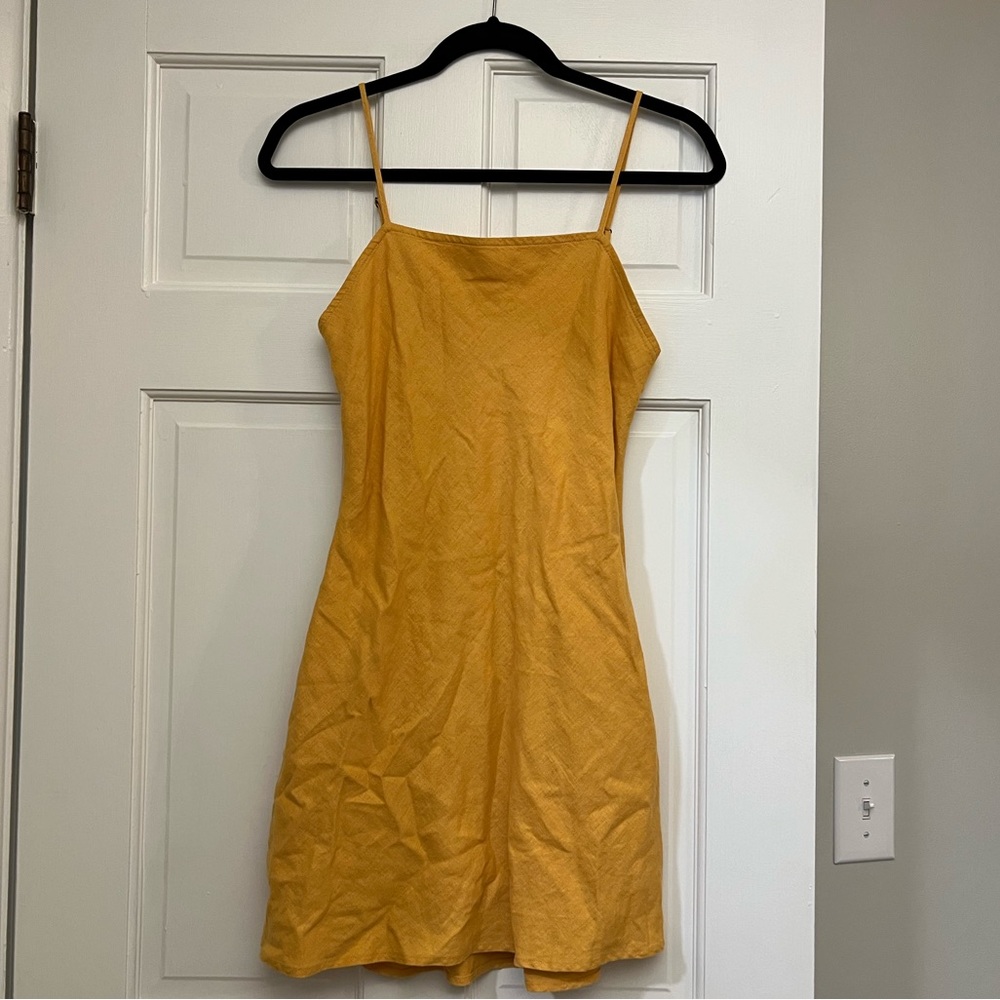 yellow abercrombie linen mini dress